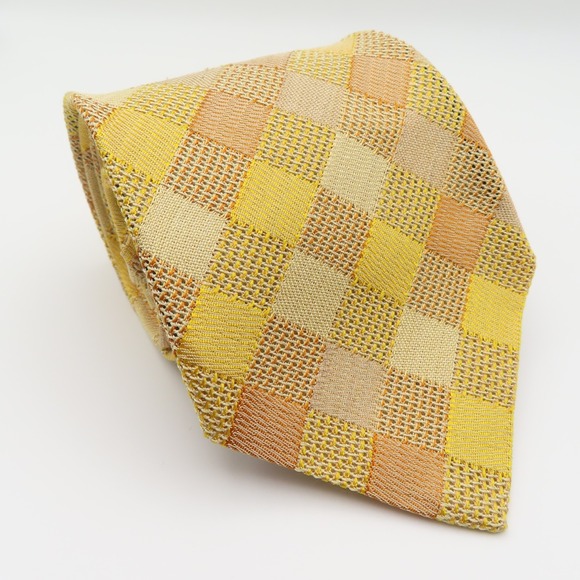 Ermenegildo Zegna Other - Ermenegildo Zegna Tie Silk Yellow Checkerboard 4" Wide 57" Long Italy
